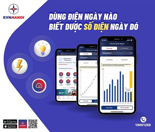 Dùng điện ngày nào biết được số điện ngày đó với App EVNHANOI