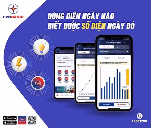 Dùng điện ngày nào biết được số điện ngày đó với App EVNHANOI Dùng điện ngày nào biết được số điện ngày đó với App EVNHANOI