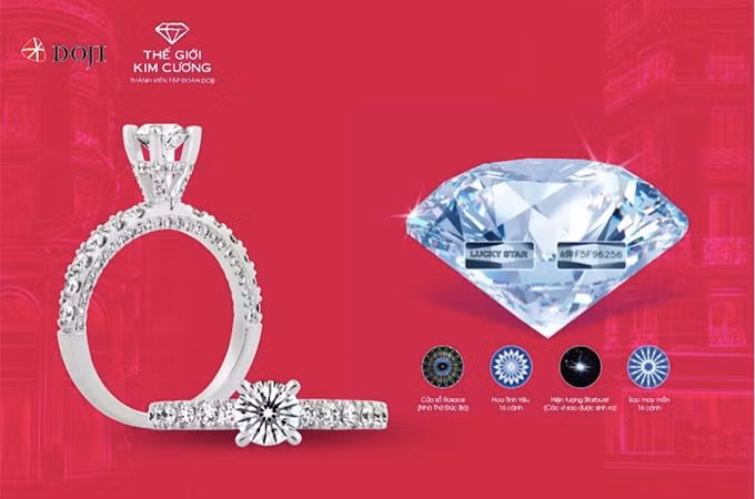 Kim cương viên Lucky Star đáp ứng các tiêu chuẩn 4C cao cấp nhất. Kim cương viên Lucky Star đáp ứng các tiêu chuẩn 4C cao cấp nhất.