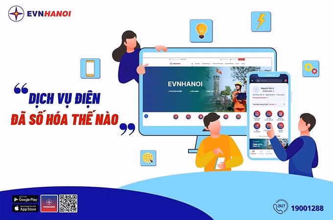 Dịch vụ điện của EVNHANOI được số hóa trên các nền tảng Dịch vụ điện của EVNHANOI được số hóa trên các nền tảng