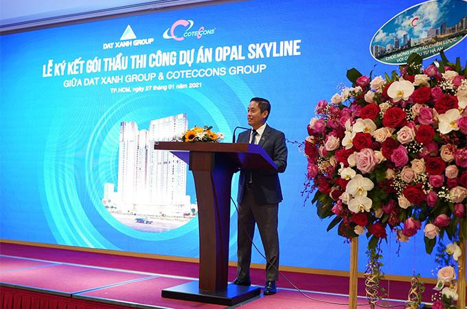 Ông Bùi Ngọc Đức, Tổng Giám đốc Tập đoàn Đất Xanh chia sẻ tại buổi lễ. Ông Bùi Ngọc Đức, Tổng Giám đốc Tập đoàn Đất Xanh chia sẻ tại buổi lễ.