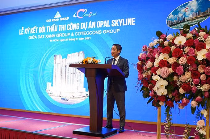 Ông Bùi Ngọc Đức, Tổng Giám đốc Tập đoàn Đất Xanh chia sẻ tại buổi lễ.