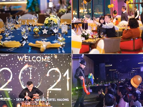 Lễ Countdown ở độ cao hơn 100m tại FLC Hạ Long có sự tham dự của hàng ngàn du khách. Chuỗi nhà hàng và bar cũng không còn bàn trống. “Gia đình tôi đã đặt bàn từ cách đây một tháng để thưởng thức không khí đón năm mới tại khách sạn có tầm nhìn đẹp nhất Hạ Long”, anh Hoàng Anh, một du khách từ Hà Nội cho hay.