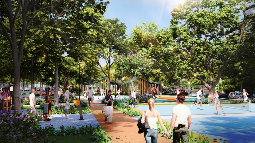 Mỗi công viên, cảnh quan của dự án sẽ mang một công năng và bản sắc khác nhau. Ảnh phối cảnh minh họa Sun Property