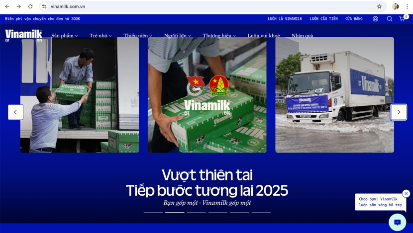 Chương trình “Vượt thiên tai – Tiếp bước tương lai 2025” triển khai trực tiếp trên website Vinamilk, với các thông tin cập nhật và minh bạch; được mọi người tiếp cận dễ dàng, ủng hộ nhanh chóng. Ảnh: Vi Nam Chương trình “Vượt thiên tai – Tiếp bước tương lai 2025” triển khai trực tiếp trên website Vinamilk, với các thông tin cập nhật và minh bạch; được mọi người tiếp cận dễ dàng, ủng hộ nhanh chóng. Ảnh: Vi Nam