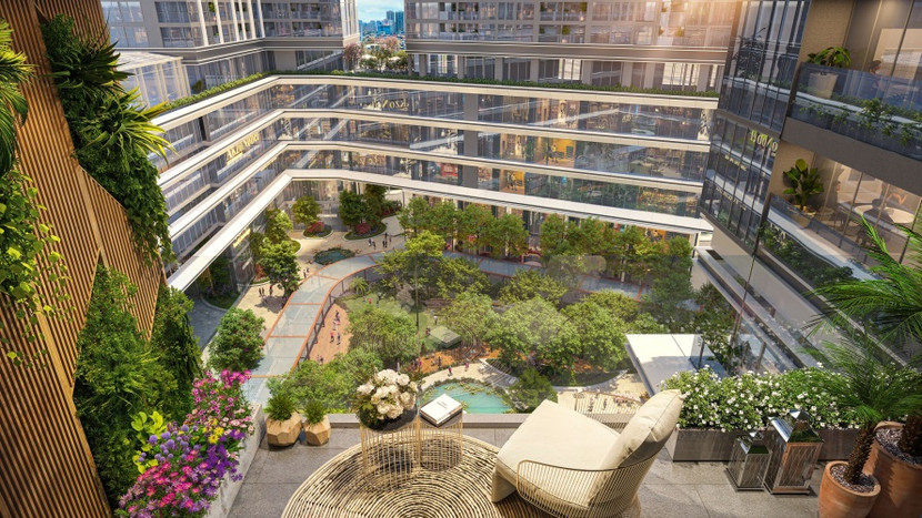 Khoảng xanh rộng lớn của Sun Feliza Suites thu hút giới thượng lưu. Ảnh: Sun Property.