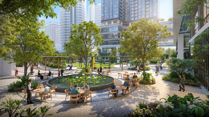 Sun Feliza Suites dành hơn 11.000 m2 để kiến tạo không gian xanh, vui chơi, giải trí cho cư dân. Ảnh: Sun Property.