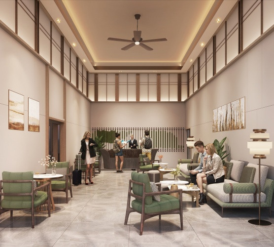 Sảnh đón Sun Centro Town được thiết kế đẳng cấp, định hướng tiêu chuẩn 5 sao. Ảnh: Sun Property.