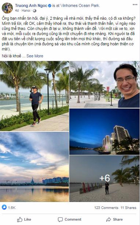 Cuộc sống năng động của nhà báo Trương Anh Ngọc tại Vinhomes Ocean Park Cuộc sống năng động của nhà báo Trương Anh Ngọc tại Vinhomes Ocean Park
