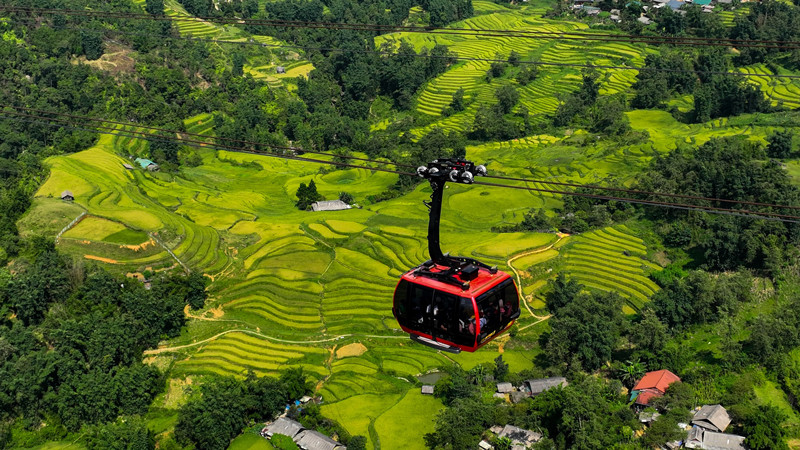Cáp treo Fansipan đi qua thung lũng Mường Hoa. Cáp treo Fansipan đi qua thung lũng Mường Hoa.
