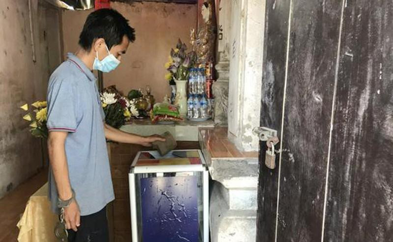 Đối tượng Hoàng tại hiện trường vụ trộm