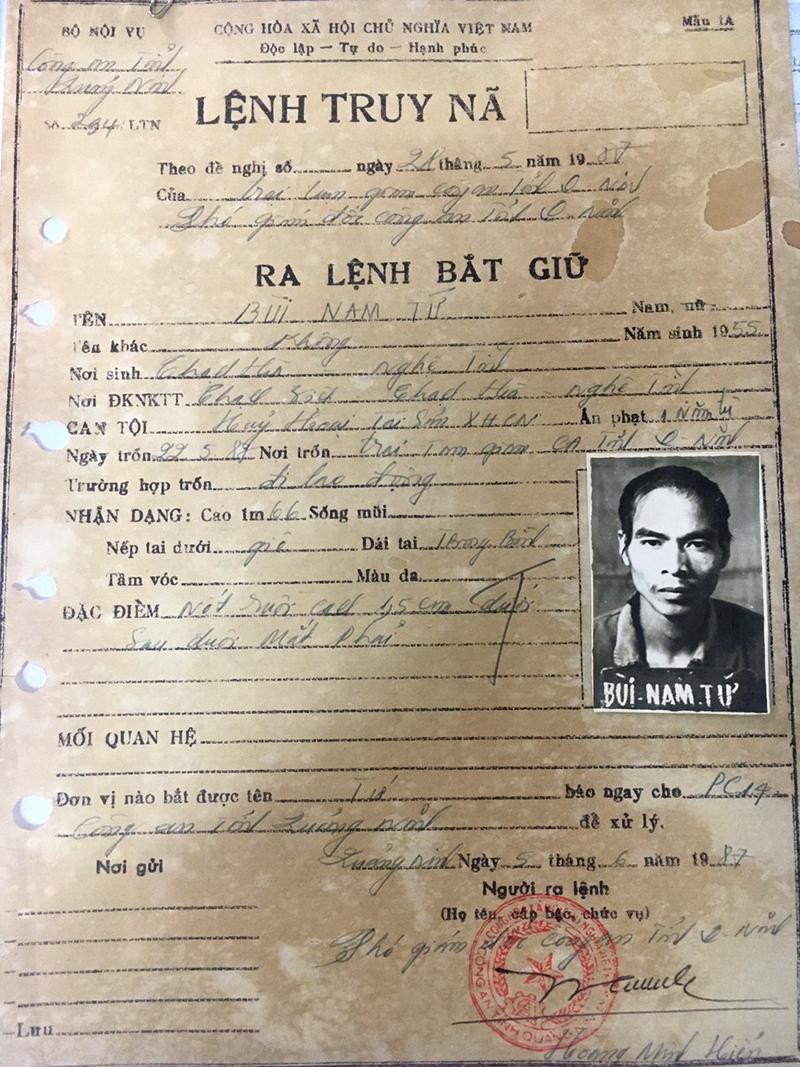 Cách đây 34 năm, Công an tỉnh Quảng Ninh phát lệnh truy nã Bùi Nam Tứ sau khi bỏ trốn