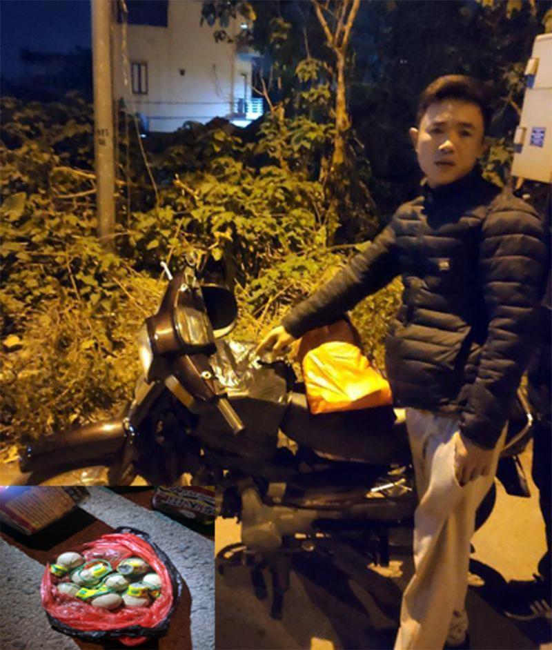 Đỗ Văn Long và tang vật tại hiện trường bị bắt quả tang Đỗ Văn Long và tang vật tại hiện trường bị bắt quả tang