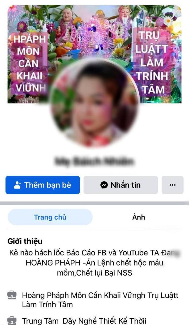 Một trong những đối tượng lên mạng xã hội (facebook) lôi kéo, tuyên truyền, dọa dẫm, lôi kéo người dân tham gia môn phái này