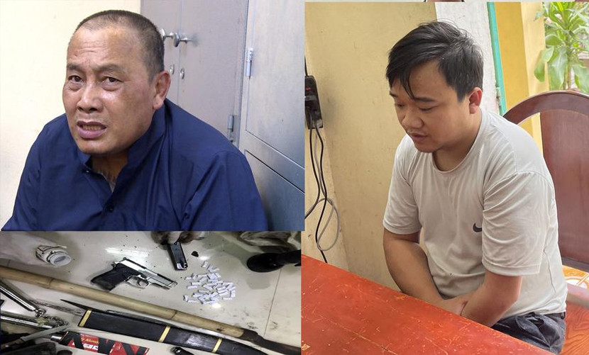 Đối tượng Hanh và Đức cùng các tang vật liên quan