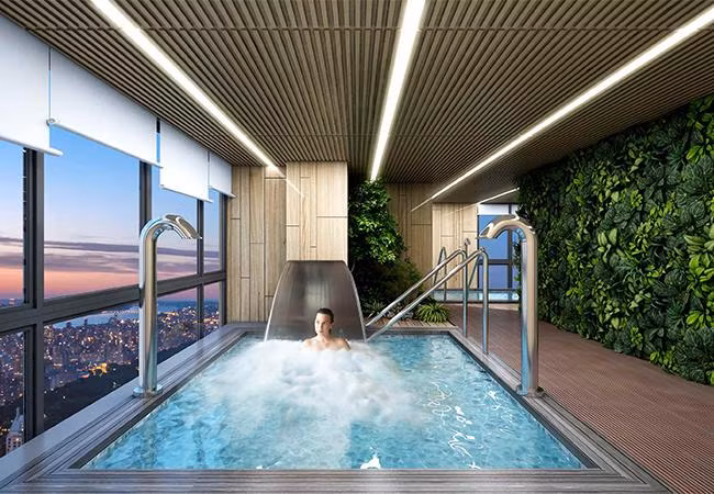 Hồ Jacuzzi Spa bốn mùa đem lại cảm giác thư giãn với tầm nhìn sang chảnh hứa hẹn đem đến trải nghiệm độc nhất vô nhị cho cư dân