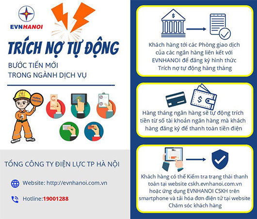 Các bước thanh toán tiền điện khi sử dụng hình thức trích nợ tự động