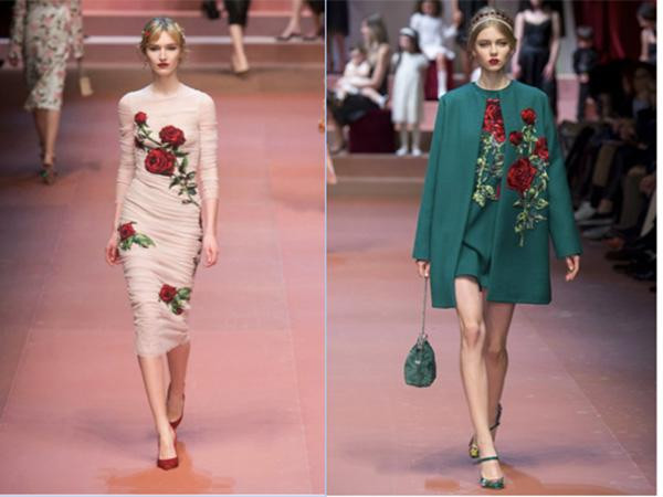 Những bông hoa hồng quyến rũ của Docle Gabana trên sàn diễn.