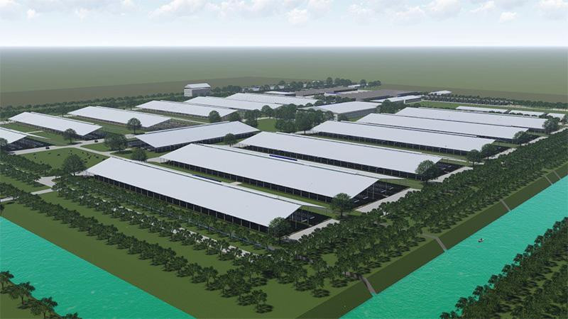 Phối cảnh trang trại chăn nuôi bò sữa tập trung quy mô công nghiệp công nghệ cao của TH tại An Giang. Phối cảnh trang trại chăn nuôi bò sữa tập trung quy mô công nghiệp công nghệ cao của TH tại An Giang.