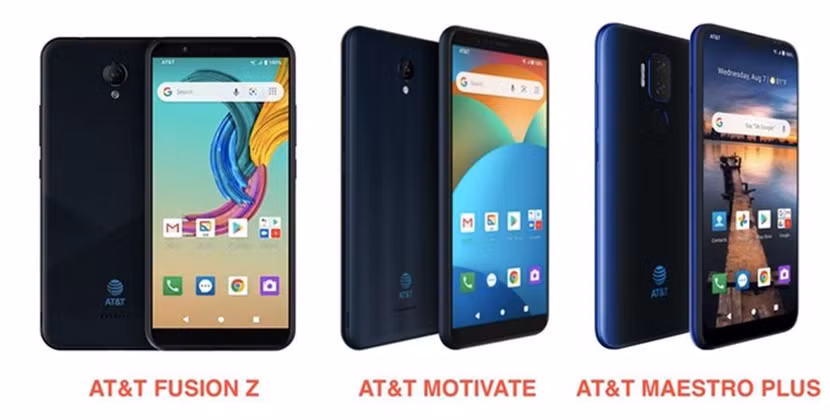 Hình ảnh 3 mẫu điện thoại của VinSmart đang được AT&amp;T phân phối rộng rãi trên toàn nước Mỹ.