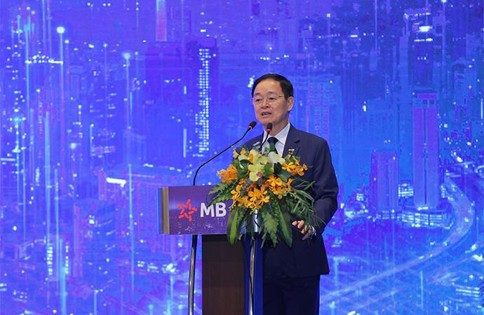 Thượng tướng Lê Hữu Đức - Chủ tịch HĐQT MB phát biểu tại Đại hội