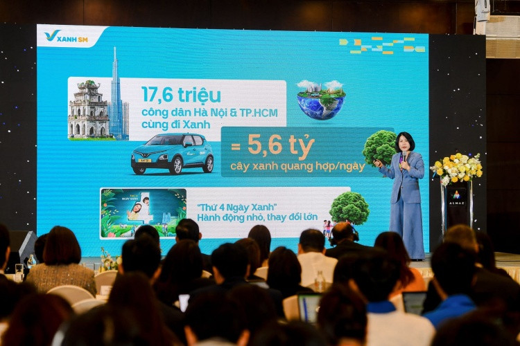 Bà Phan Thị Hồng Dung, Phó Tổng giám đốc đào tạo Công ty GSM, chia sẻ về ý nghĩa của việc sử dụng phương tiện xanh tại lễ phát động chiến dịch “Thứ 4 Ngày Xanh”. Ảnh: Vingroup Bà Phan Thị Hồng Dung, Phó Tổng giám đốc đào tạo Công ty GSM, chia sẻ về ý nghĩa của việc sử dụng phương tiện xanh tại lễ phát động chiến dịch “Thứ 4 Ngày Xanh”. Ảnh: Vingroup