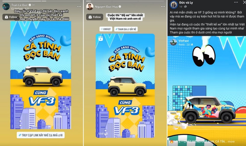 Nhiều người nổi tiếng chia sẻ về cuộc thi “VF 3 – Sáng tạo chất riêng, độc bản cá tính” Nhiều người nổi tiếng chia sẻ về cuộc thi “VF 3 – Sáng tạo chất riêng, độc bản cá tính”