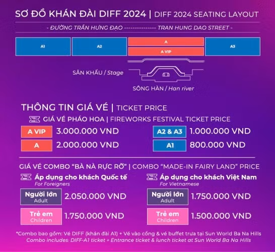 Ngoài vé lẻ từng đêm diễn, DIFF 2024 cũng mang đến những combo hấp dẫn cho du khách thỏa sức lựa chọn