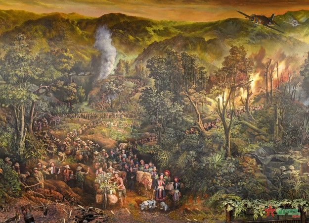 Một góc tranh “Chiến dịch Điện Biên Phủ”. Một góc tranh “Chiến dịch Điện Biên Phủ”.