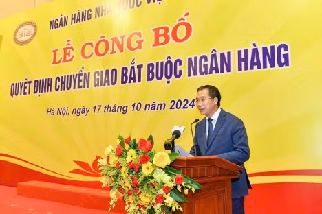 Ông Lưu Trung Thái - Chủ tịch HĐQT MB phát biểu tại buổi lễ
