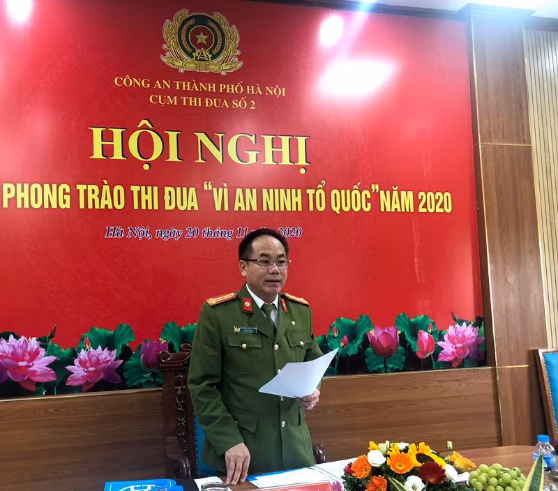 Đại tá Nguyễn Thanh Tùng - Phó Giám đốc CATP Hà Nội dự và chủ trì hội nghị