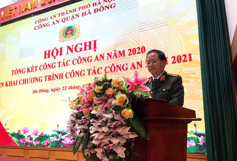 Thiếu tướng Đoàn Ngọc Hùng, Phó Giám đốc CATP Hà Nội dự, phát biểu và chỉ đạo hội nghị