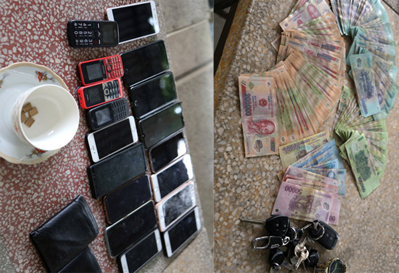 Tang vật thu giữ tại sới bạc