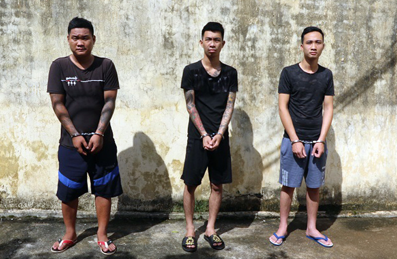 Các đối tượng Tuấn, Khanh và Thái tại cơ quan Công an