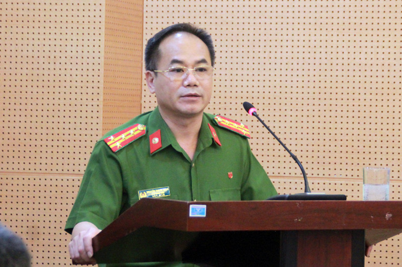 Đại tá Nguyễn Thanh Tùng - Phó Giám đốc CATP Hà Nội phát biểu tại buổi lễ ký kết Quy chế phối hợp