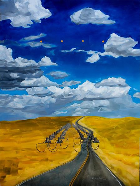 Tác phẩm sơn dầu trên toan “Bầu trời danh tiếng” của họa sỹ Quách Bắc