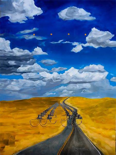 Tác phẩm sơn dầu trên toan “Bầu trời danh tiếng” của họa sỹ Quách Bắc