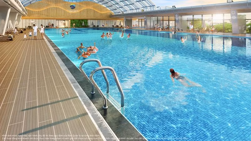 Nằm tại tổ hợp 5 tầng hiện đại, Hồ bơi bốn mùa mái kính mang đến cho cư dân The Zenpark những trải nghiệm nghỉ dưỡng đỉnh cao