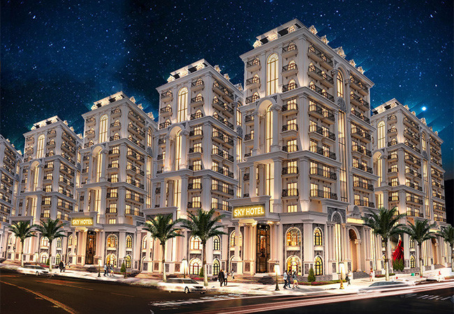 Phối cảnh mặt ngoài Sky Hotel