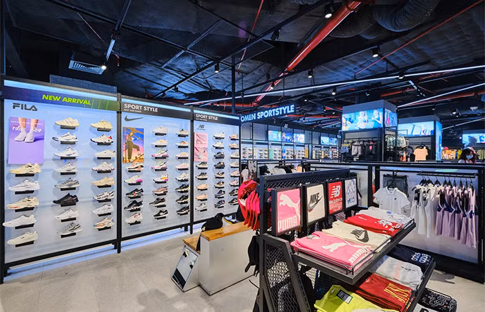 SuperSports là nơi hội tụ nhiều thương hiệu thể thao quốc tế: Under Armour, Mizuno, New Balance, Nike, Adidas…