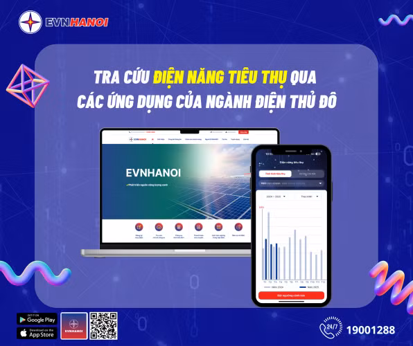 Tra cứu điện năng tiêu thụ qua các ứng dụng của EVNHANOI