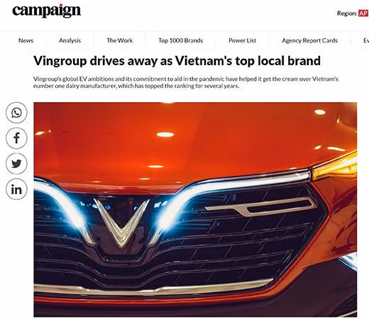 Bài báo về kết quả khảo sát người tiêu dùng trên trang Campaign Asia