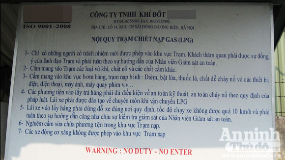 Nội quy nhiều Trạm chiết nạp gas trên địa bàn Hà Nội chỉ để... bày Nội quy nhiều Trạm chiết nạp gas trên địa bàn Hà Nội chỉ để... bày