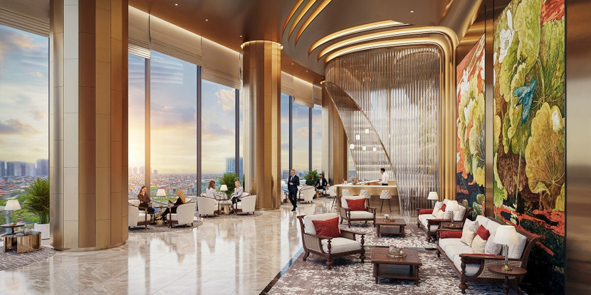 Khu vực VIP lounge được thiết kế với sự hòa quyện giữa nét truyền thống và hơi thở hiện đại. Ảnh: Sun Property Khu vực VIP lounge được thiết kế với sự hòa quyện giữa nét truyền thống và hơi thở hiện đại. Ảnh: Sun Property