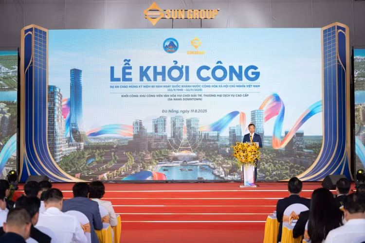 Ông Nguyễn Văn Bình - Chủ tịch Sun Group vùng miền Trung phát biểu tại Lễ khởi công Da Nang Downtown