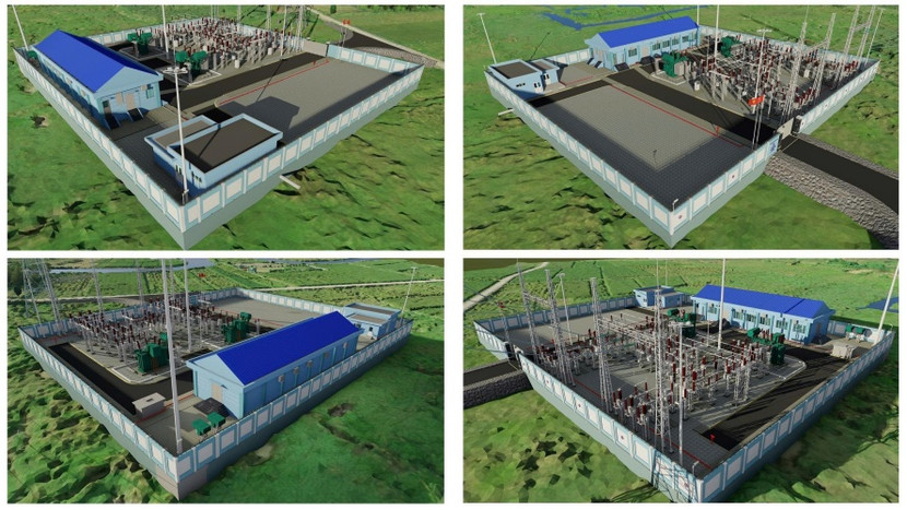 Hình ảnh mô phỏng 3D trạm biến áp 110kV Phú Cát Hình ảnh mô phỏng 3D trạm biến áp 110kV Phú Cát