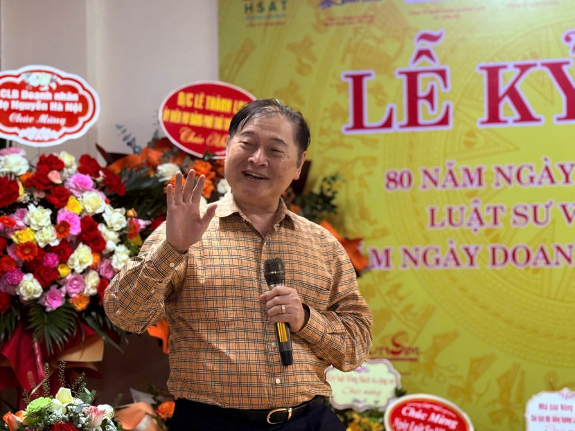 Tiến sĩ Khoa học Phan Xuân Dũng – nguyên Ủy viên Trung ương Đảng, Chủ tịch Liên hiệp các Hội Khoa học và Kỹ thuật Việt Nam phát biểu tại buổi lễ