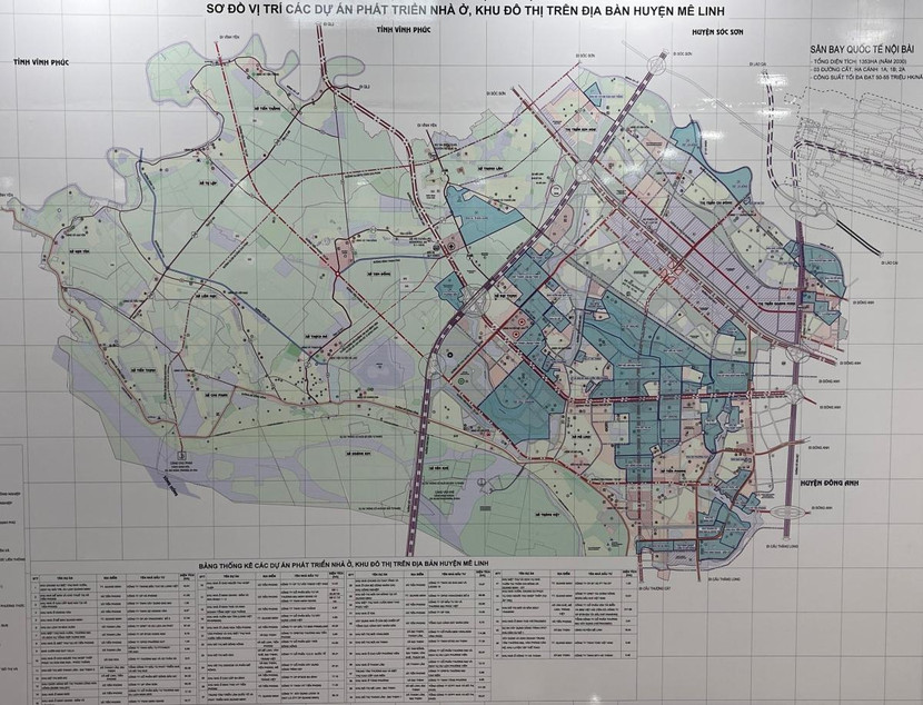 Sơ đồ các dự án phát triển nhà ở, khu đô thị trên địa bàn huyện Mê Linh hơn 10 năm đóng băng Sơ đồ các dự án phát triển nhà ở, khu đô thị trên địa bàn huyện Mê Linh hơn 10 năm đóng băng