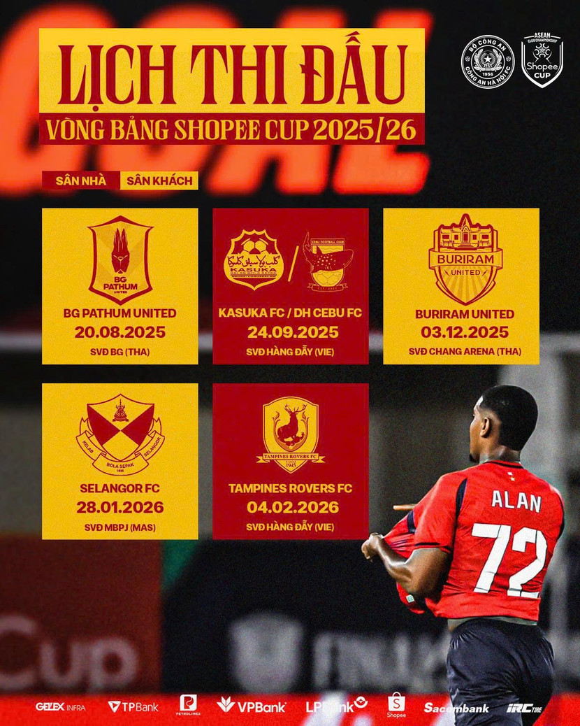 Lịch thi đấu CLB Công an Hà Nội tại Cúp C1 Đông Nam Á mùa tới