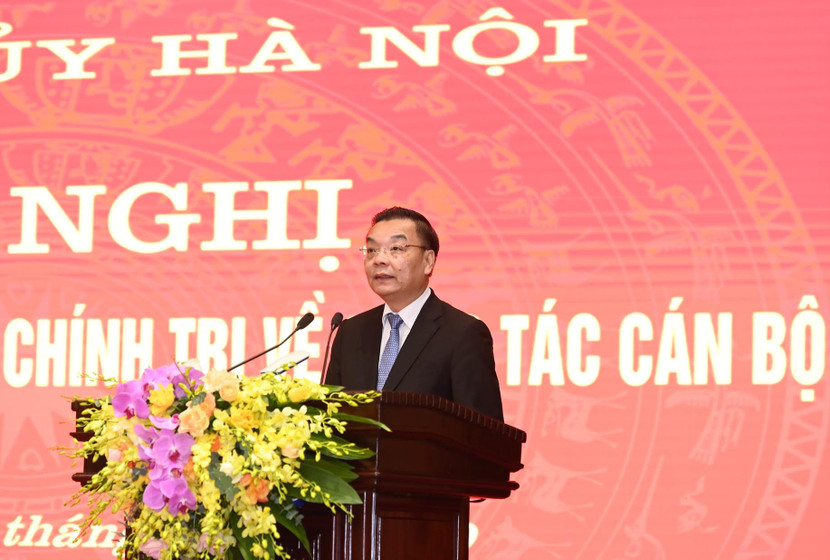 Tân Phó Bí thư Thành ủy Hà Nội Chu Ngọc Anh phát biểu tại hội nghị